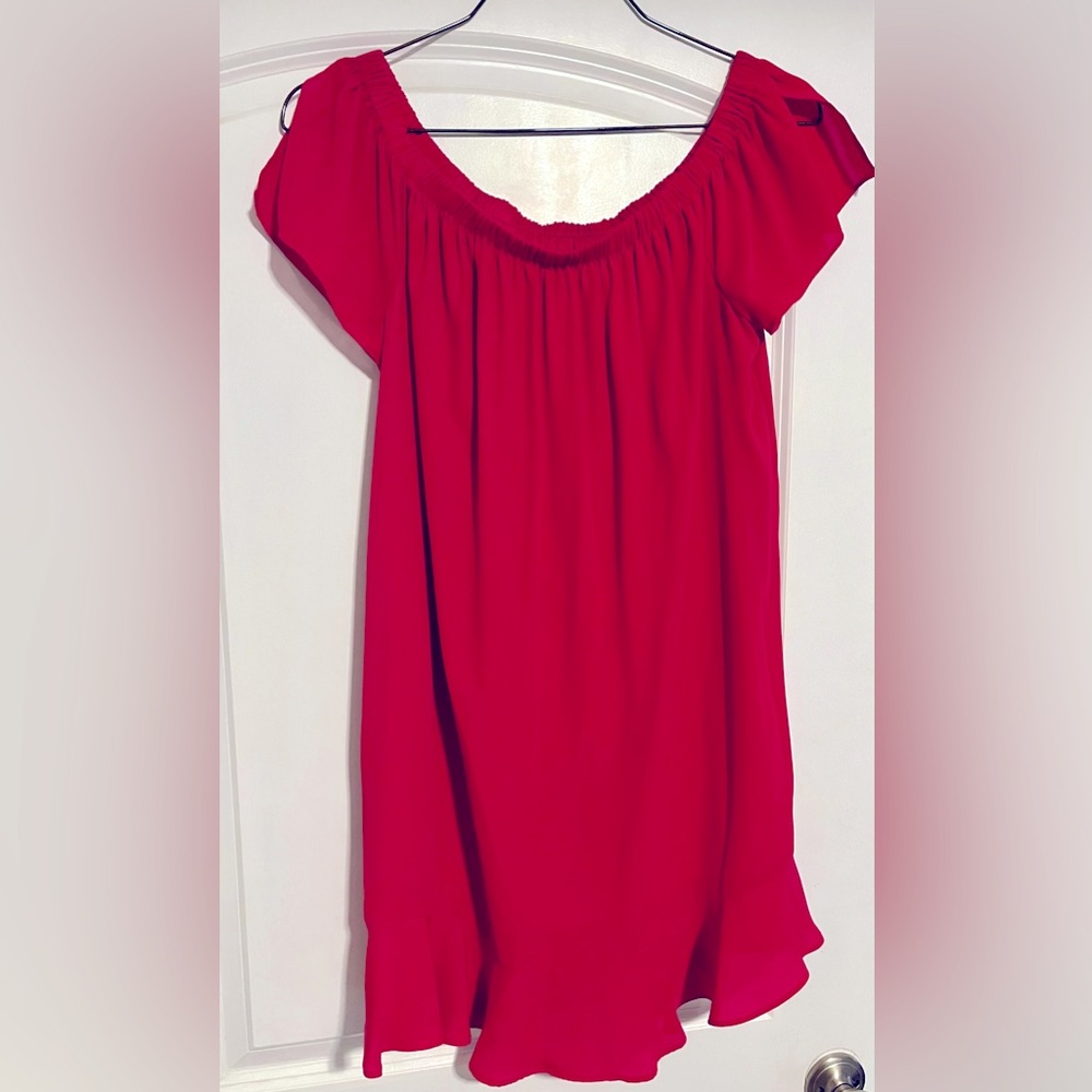 Express Dress, Size Large, Hot Pink, off shoulder, flowy, worn a couple of times